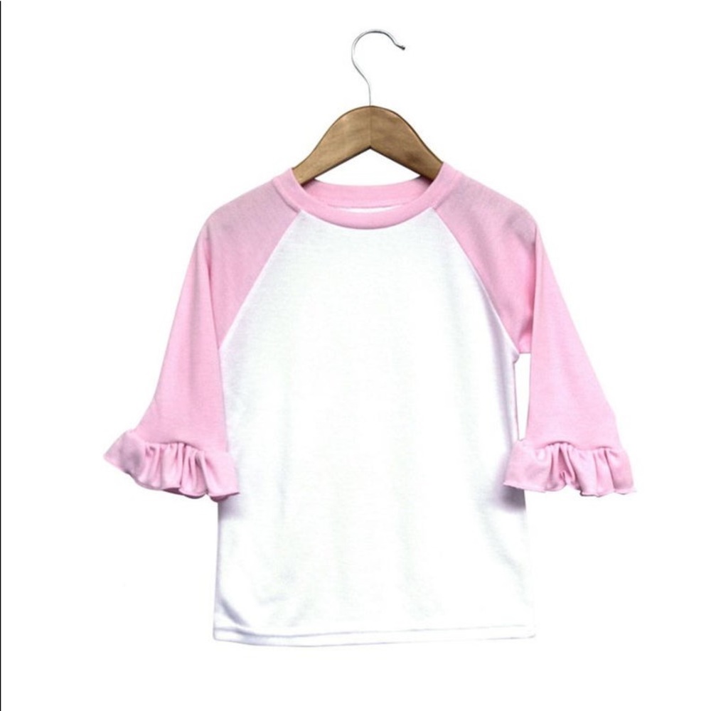 65/35% PolyCotton Baby &Toddler Pink Ruffle Raglan